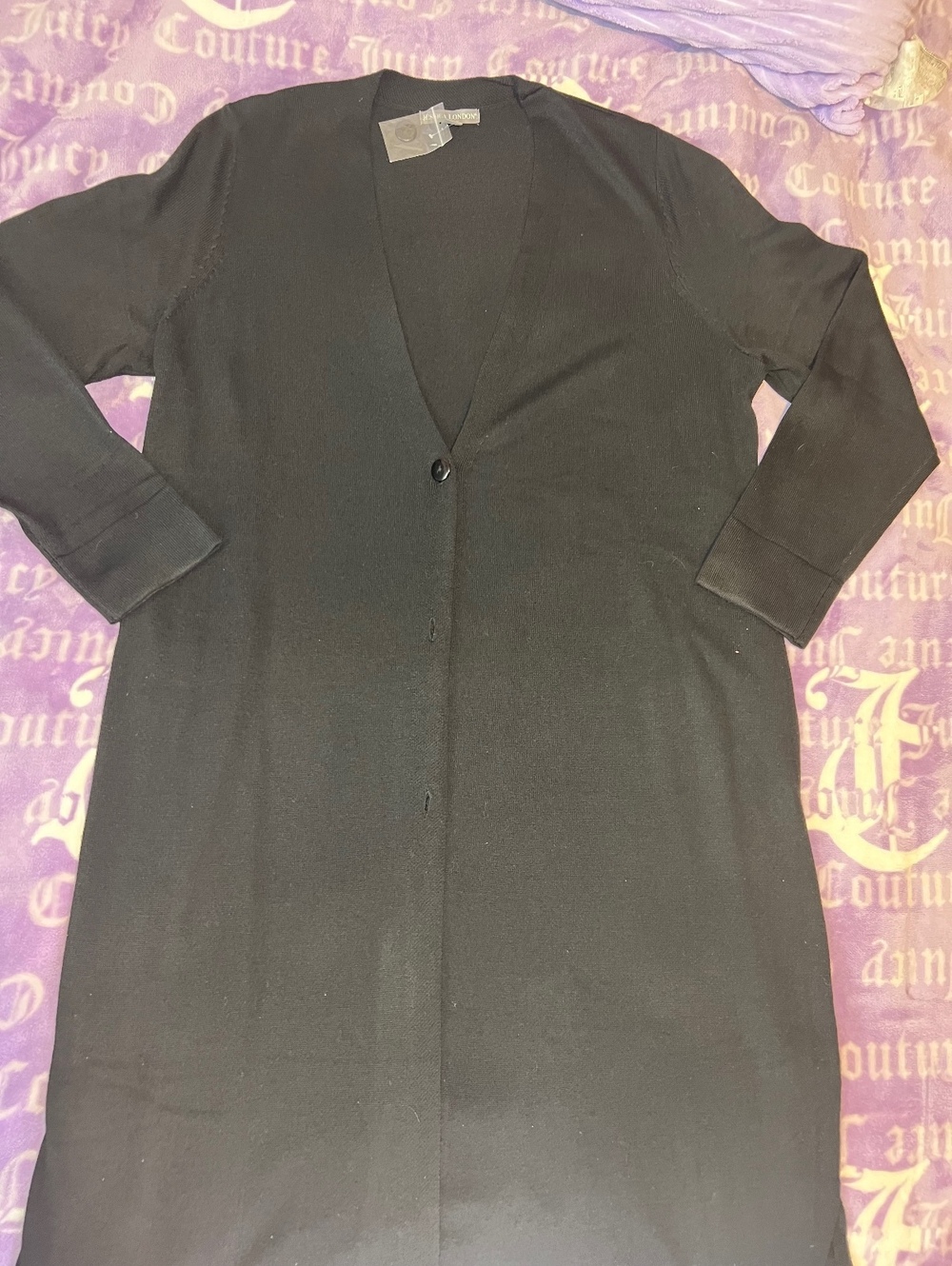 Jessica London Black Long Duster Cardigan Size 14/16